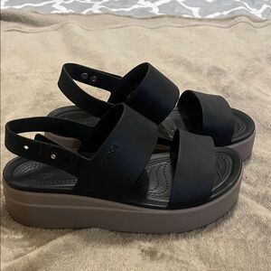 CROCS Women's Black and Brown Platform Sandals